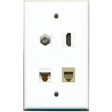 RiteAV 1 Port HDMI 1 Port USB A-A 1 Port Phone RJ11 RJ12 Beige 1 Port Shielded Cat6 Ethernet Wall Plate RiteAV 1 Port HDMI 1 Port USB A-A 1 Port Phone RJ11 RJ12 Beige 1 Port Shielded Cat6 Ethernet Wall Plate